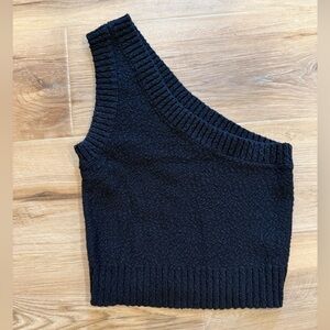 Madewell Black One-Shoulder Crop Top